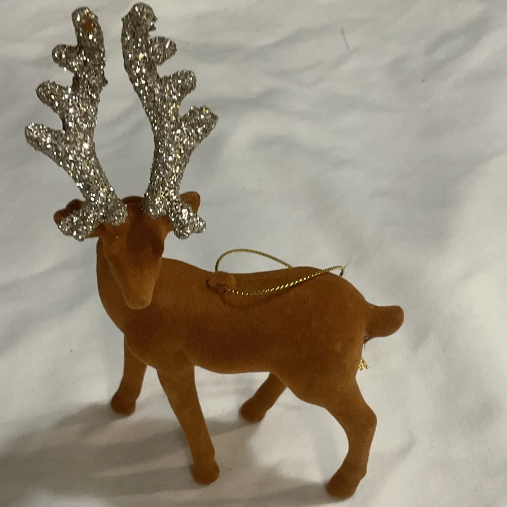 Wondershop Velvet Brown Reindeer Ornament with Glitter Antlers